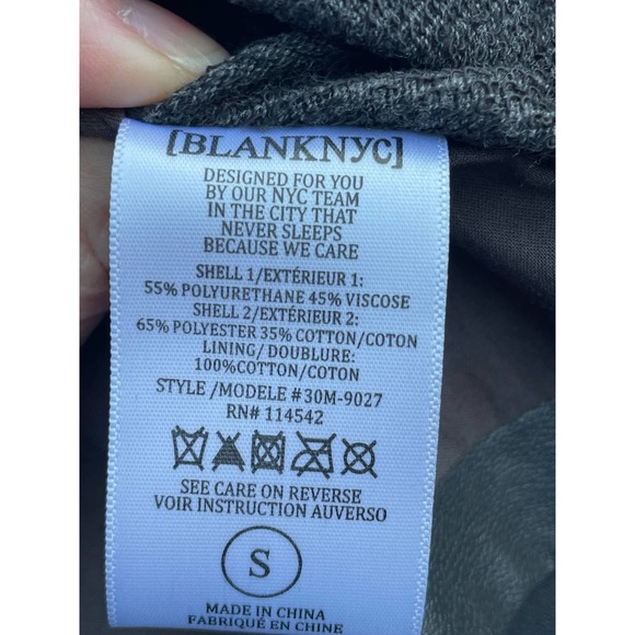 Blank NYC Black Drape Front Mixed Media Faux Leather Moto Jacket Size Small - Picture 8 of 13